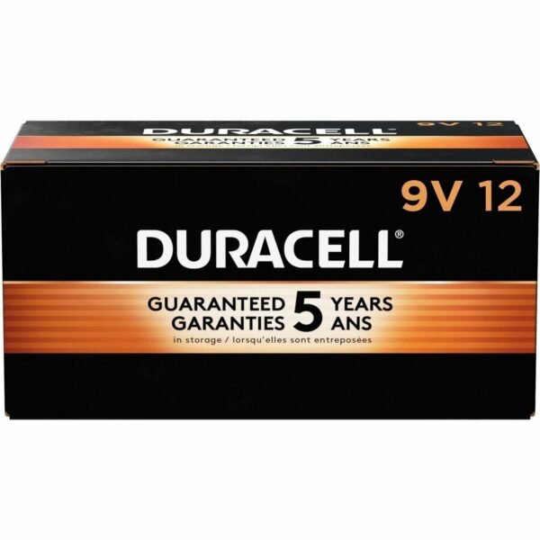 Duracell 9-Volt Coppertop Alkaline Batteries For Multipurpose - 9V - 12 / Box (01601)