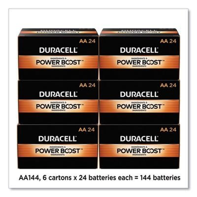 Duracell Power Boost CopperTop Alkaline AA Batteries, 144/Carton (MN1500BKD)