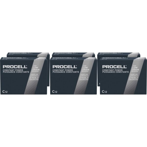 Duracell Procell Alkaline C Battery Boxes of 12 For Multipurpose - C - 7000 mAh - 1.5 V DC - 12/Box - 6 / Carton (PC1400CT)