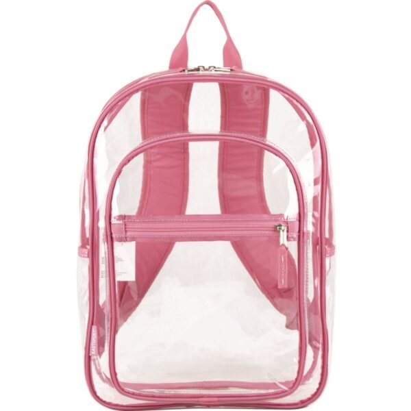 Eastsport Clear with Color Trim Backpack, 11.5" x 5" x 16.5", Clear/Pink (190991EDPLM)