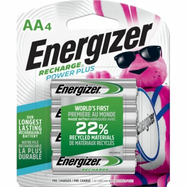 Energizer Recharge Power Plus Rechargeable AA Battery 4-Packs For Multipurpose - Battery Rechargeable - AA - 2300 mAh - 1.2 V DC - 4/Pack - 24 / Carton (NH15BP4CT)