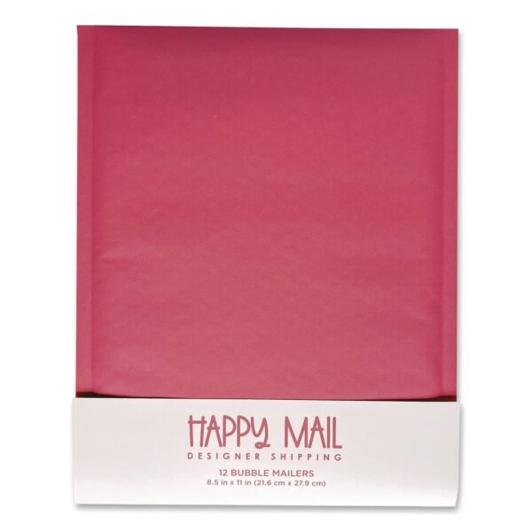 Happy Mail Self-Sealing Bubble Mailer, 8.5 x 11, Pink, 12/Pack (245158)