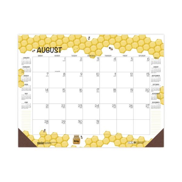 House of Doolittle Academic Year Recycled Honeycomb Desk Pad Calendar, 22 x 17, White/Multicolor Sheets, 12-Month (Aug to July): 2025 to 2026 (1565)