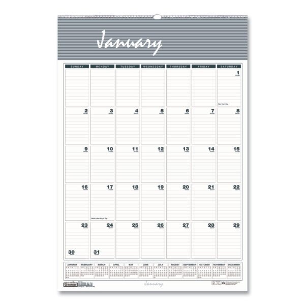 House of Doolittle Bar Harbor Recycled Wirebound Monthly Wall Calendar, 12 x 17, White/Blue/Gray Sheets, 12-Month (Jan-Dec): 2026 (332)