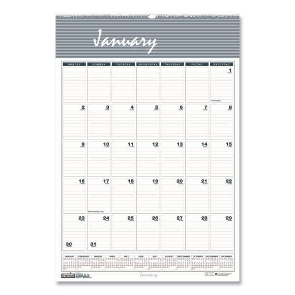 House of Doolittle Bar Harbor Recycled Wirebound Monthly Wall Calendar, 8.5 x 11, White/Blue/Gray Sheets, 12-Month (Jan-Dec): 2026 (331HD)