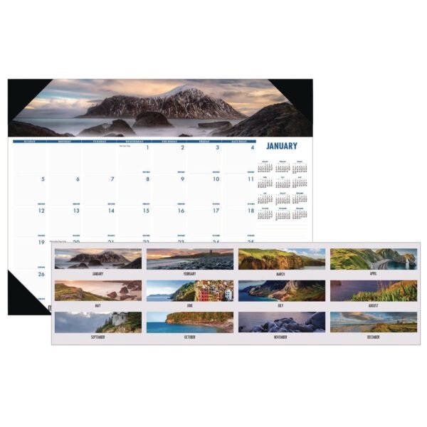 House of Doolittle Earthscapes Recycled Monthly Desk Pad Calendar, Coastlines Photos, 18.5 x 13, Black Binding/Corners,12-Month (Jan-Dec): 2026 (1786)