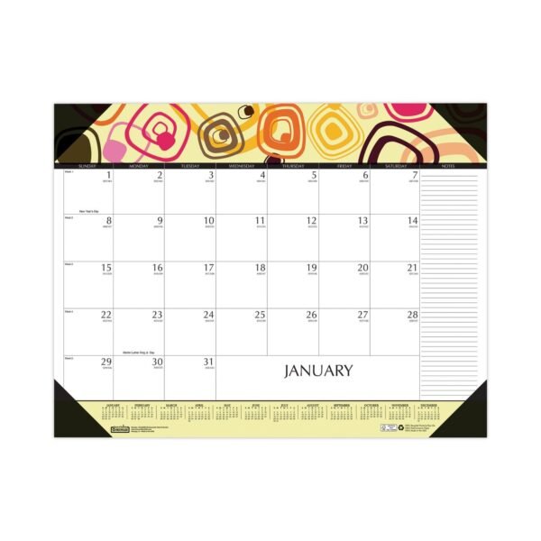House of Doolittle Recycled Desk Pad Calendar, Geometric Artwork, 22 x 17, White Sheets, Black Binding/Corners,12-Month (Jan to Dec): 2026 (149)