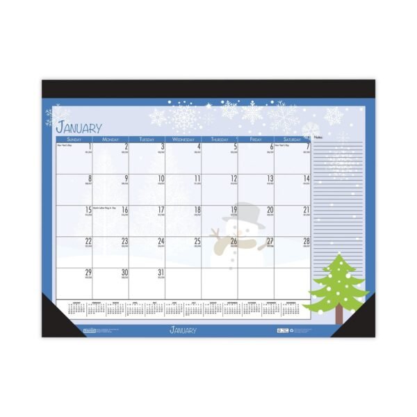 House of Doolittle Recycled Desk Pad Calendar, Illustrated Seasons Artwork, 18.5 x 13, Black Binding/Corners,12-Month (Jan to Dec): 2026 (1396)