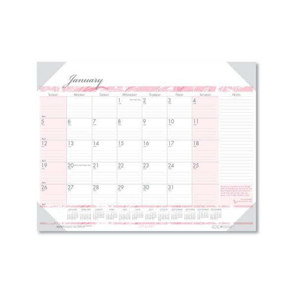 House of Doolittle Recycled Monthly Desk Pad Calendar, Breast Cancer Awareness Artwork, 22 x 17, Black Binding/Corners,12-Month (Jan-Dec): 2026 (1467)