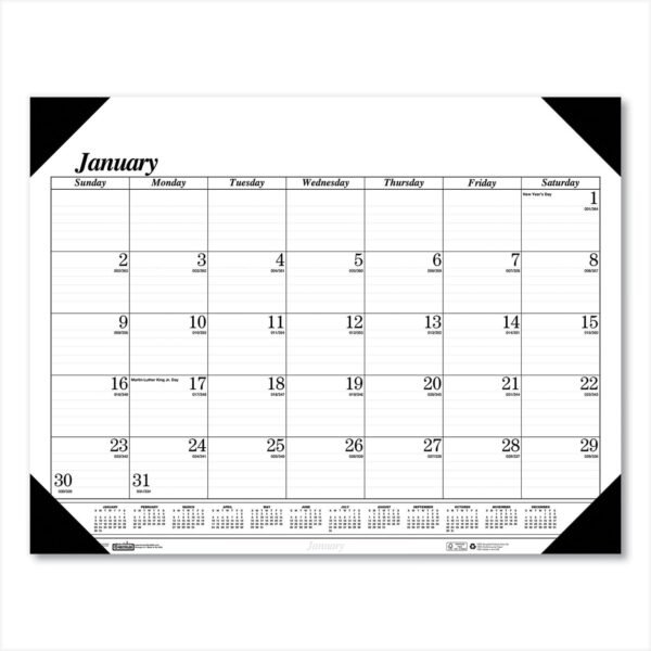 House of Doolittle Recycled One-Color Refillable Monthly Desk Pad Calendar, 22 x 17, White Sheets, Black Binding/Corners,12-Month(Jan-Dec): 2026 (124)