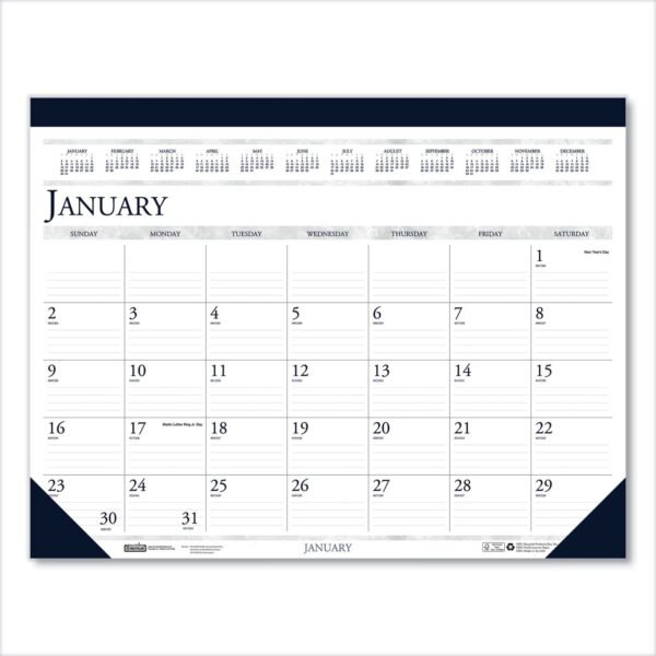 House of Doolittle Recycled Two-Color Monthly Desk Pad Calendar, 18.5 x 13, Perforated White/Blue/Gray Sheets, 12-Month (Jan-Dec): 2026 (1506)
