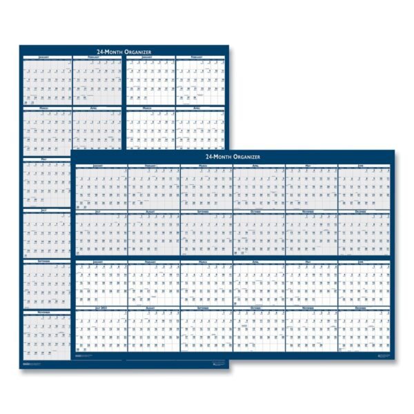 House of Doolittle Reversible/Erasable Two-Year Wall Calendar, 24 x 37, Light Blue/Blue/White Sheets, 24-Month: Jan 2026 to Dec 2027 (3964)