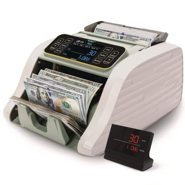 Kolibri KBR-500 Mixed Denomination Bill Counter, 1,200 Bills/Min, 9.2" x 14.3" x 13", Light Gray/Black