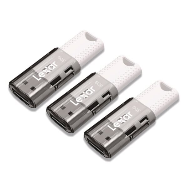 Lexar JumpDrive S60 USB 2.0 Flash Drive, 32 GB, Gray/White, 3/Pack (LJDS6032GB3N)