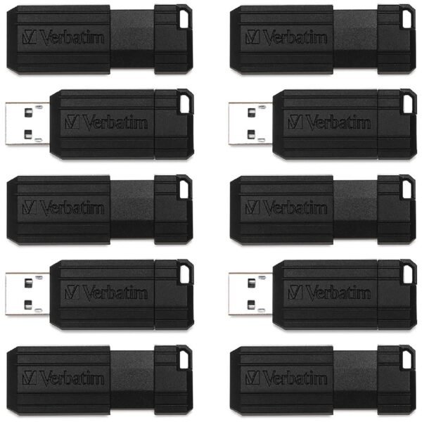 Microban 64GB PinStripe USB Flash Drive - Business 10pk - Black 64 GB - USB 2.0 Type A - Black - 10 / Pack (70901)