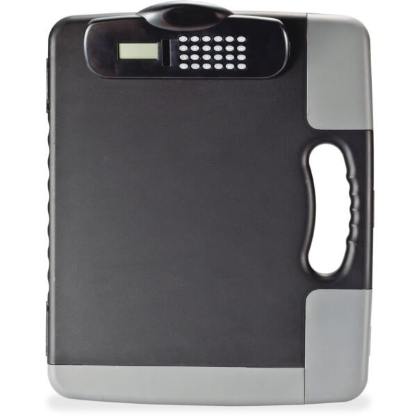 Officemate Portable Storage Clipboard with Calculator Heavy Duty - Plastic - Charcoal Black - 1 Each (83302)