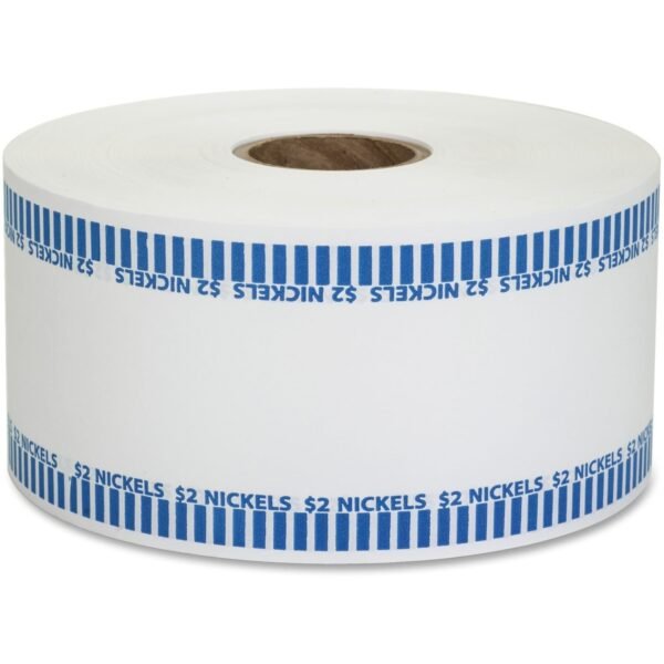 PAP-R Color-coded Coin Machine Wrappers 1000 ft Length - 1900 Wrap(s) - Total $2.00 in 40 Coins of 5¢ Denomination - 15 lb Basis Weight - Kraft - Blue, White - 1900 / Roll (50005)