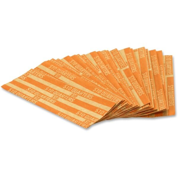 PAP-R Flat Coin Wrappers Total $10 in 40 Coins of 25¢ Denomination - Heavy Duty - Paper - Kraft - 1000 / Box (30025)