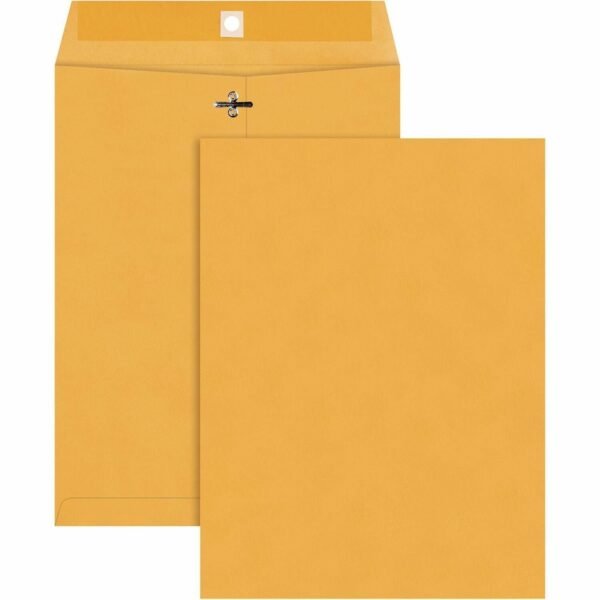 Quality Park 9 x 12 High Bulk Clasp Envelopes with Deeply Gummed Flaps Clasp - 9" Width x 12" Length - Gummed - Brown Kraft - Kraft - 100 / Box (37891)