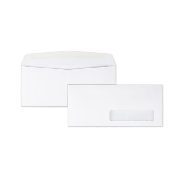 Quality Park Address-Window Envelope, #10, Commercial Flap, Gummed Closure, 4.13 x 9.5, White, 500/Box (21332)
