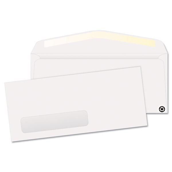 Quality Park Address-Window Envelope, Lower Left, #10, Commercial Flap, Gummed Closure, 4.13 x 9.5, White, 500/Box (21316)