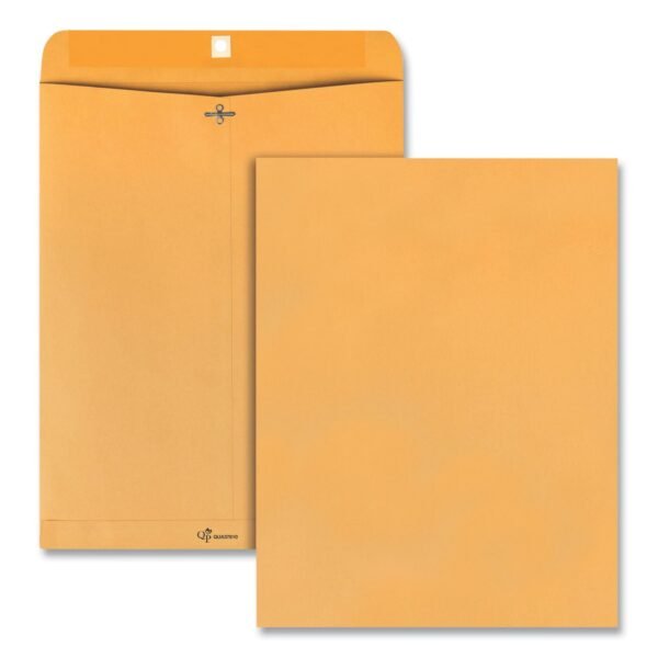 Quality Park Clasp Envelope, 32 lb Bond Weight Kraft, #15 1/2, Square Flap, Clasp/Gummed Closure, 12 x 15.5, Brown Kraft, 100/Box (37810)