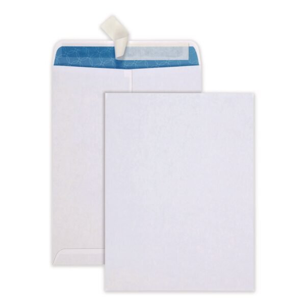 Quality Park Redi-Strip Security Tinted Envelope, Antimicrobial, #10 1/2, Cheese Blade Flap, Redi-Strip Closure, 9 x 12, White, 100/Box (41415)