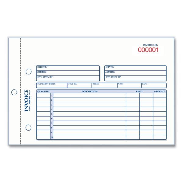 Rediform Invoice Book, Two-Part Carbonless, 5.5 x 7.88, 50 Forms Total (7L721)