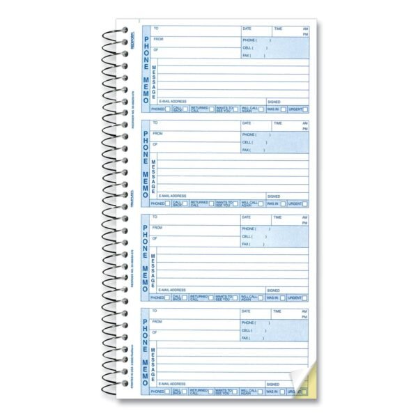 Rediform Telephone Message Book, Two-Part Carbonless, 5 x 2.75, 4 Forms/Sheet, 400 Forms Total (50076)