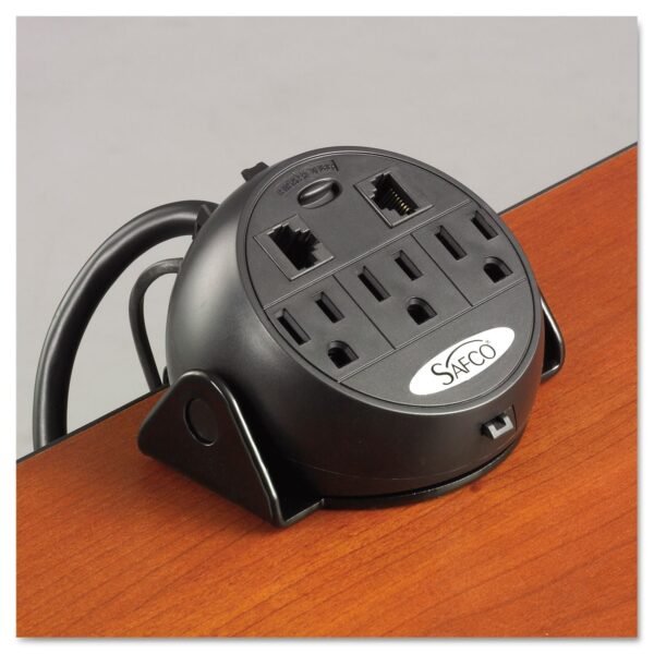 Safco Power Module, 3 Outlets, 2 RJ-45 Ports, 8 ft Cord, Black (2059BL)