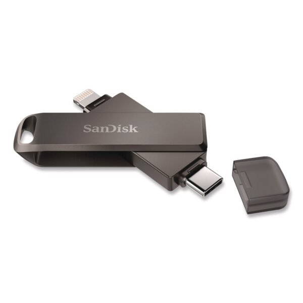 SanDisk Dual Phone USB 3.2 Type-C/Lightning Flash Drive, 256 GB, Black (IX70N256GAG6)