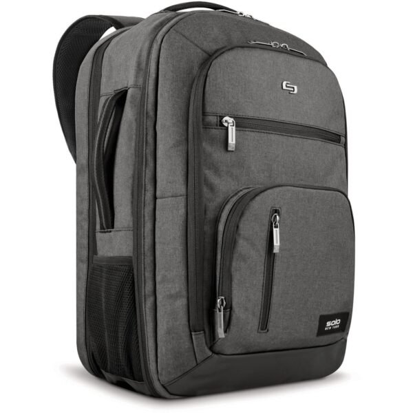 Solo Carrying Case (Backpack) for 17.3" Notebook - Gray Damage Resistant, Bump Resistant - Checkpoint Friendly - Shoulder Strap, Handle, Luggage Strap - 18" Height x 13" Width x...