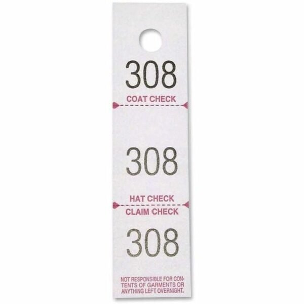 Sparco 3-Part Coat Check Tickets White - 500 / Pack (99300)
