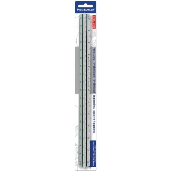 Staedtler Mars Professional Engineering Triangular Scale 12" Length - Aluminum - Silver - 1 Each (987M1834BK)