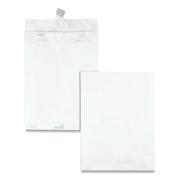 Survivor Lightweight 14 lb Tyvek Catalog Mailers, #10 1/2, Square Flap, Redi-Strip Adhesive Closure, 9 x 12, White, 100/Box (R1460)