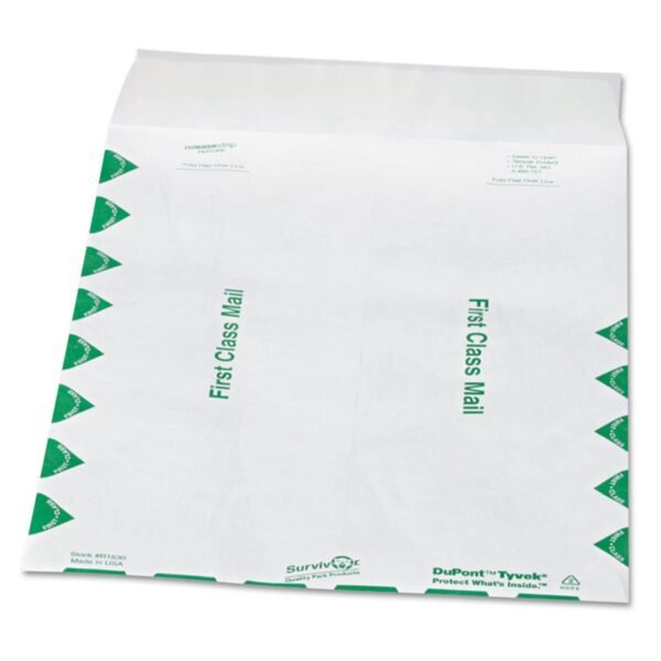 Survivor Lightweight 14 lb Tyvek Catalog Mailers, First Class, #12 1/2, Square Flap, Redi-Strip Closure, 9.5 x 12.5, White, 100/Box (R1530)