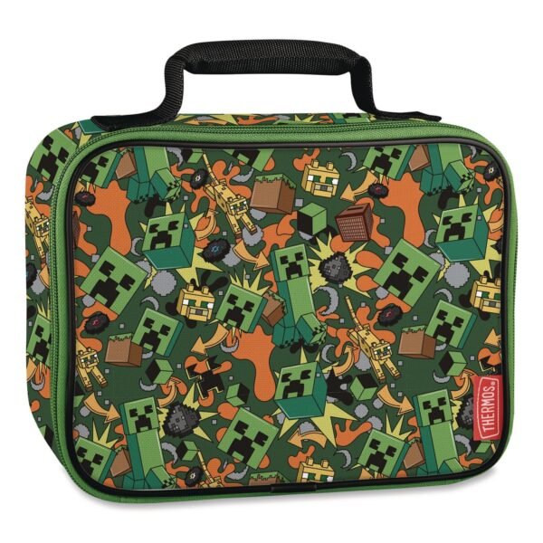 Thermos Minecraft Soft Lunch Box, 9.5" x 3.75" x 7.5", Green/Orange/Gray (K224055006ST)