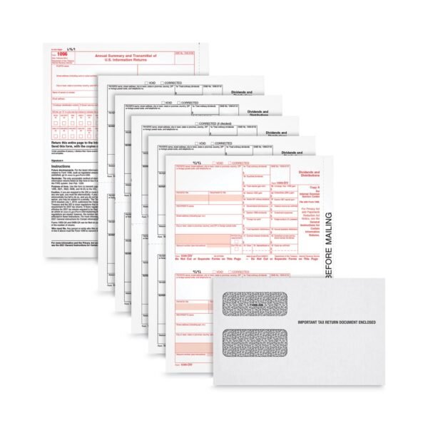 TOPS Five-Part 1099-DIV Tax Form Kit for Inkjet/Laser Printers, Five-Part Carbonless, 8.5 x 5.5, 2 Forms/Sheet, 100 Forms Total (LDIV4KITS)