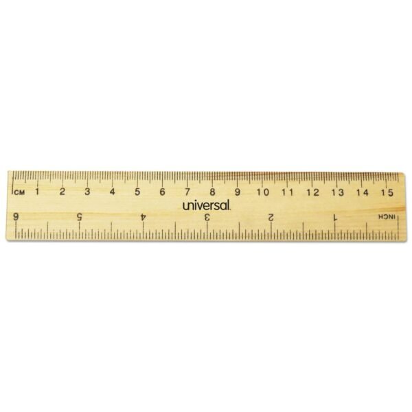 Universal Flat Wood Ruler, Standard/Metric, 6" Long (UNV59024)