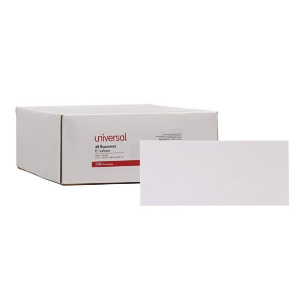 Universal Open-Side Business Envelope, #9, Square Flap, Gummed Closure, 3.88 x 8.88, White, 500/Box (UNV35209)