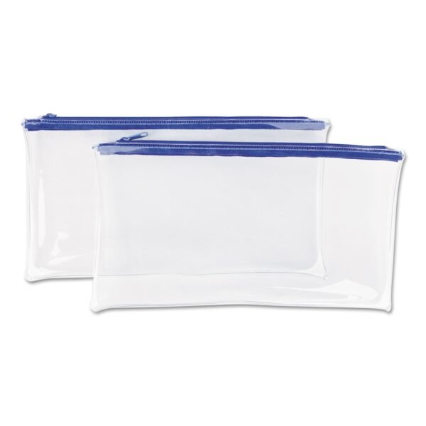 Universal Zippered Wallets/Cases, Transparent Plastic, 11 x 6, Clear/Blue, 2/Pack (UNV69025)