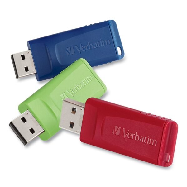 Verbatim Store 'n' Go USB Flash Drive, 4 GB, Assorted Colors, 3/Pack (97002)