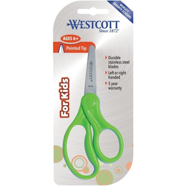 Westcott 5" Pointed Kid Scissors 5" Overall Length - Stainless Steel - Pointed Tip - Assorted - 30 / Pack (16657)