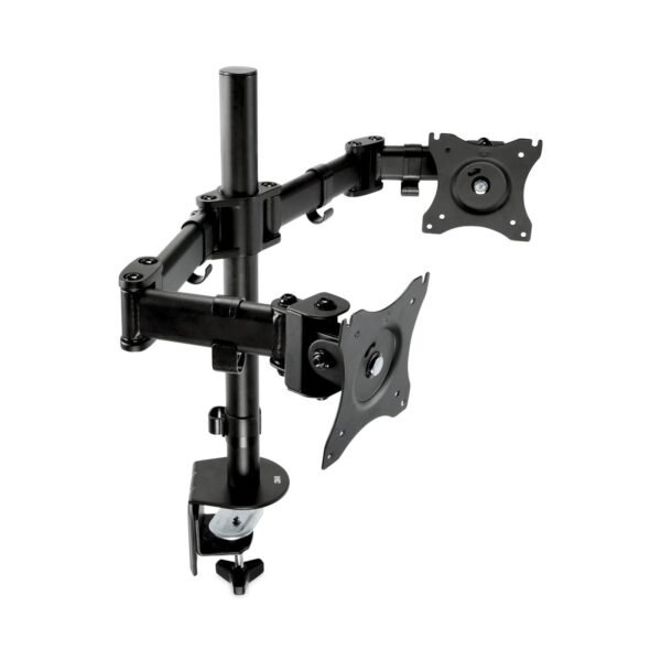3M Dual Monitor Mount, For 27" Monitors, 360 Degree Rotation, +45 Degree/-45 Degree Tilt, 90 Degree Pan, Black, Supports 20 lb (MM200B)