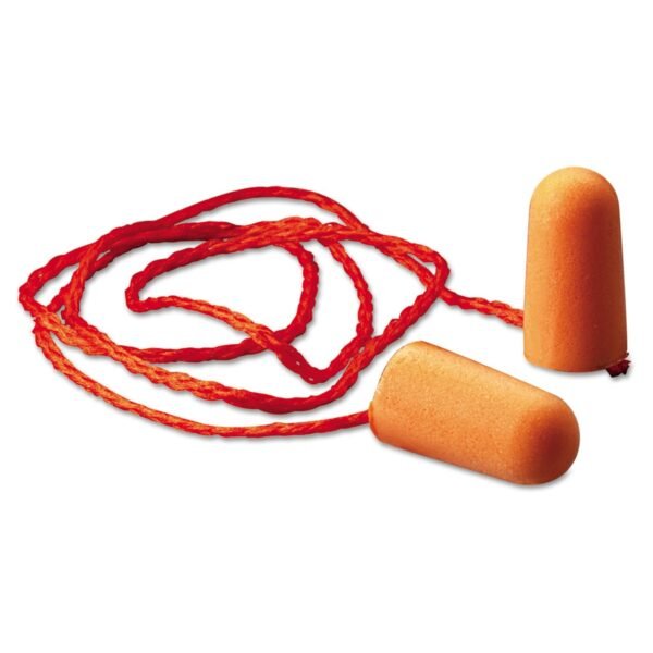 3M Foam Single-Use Earplugs, Corded, 29NRR, Orange, 100 Pairs (1110)