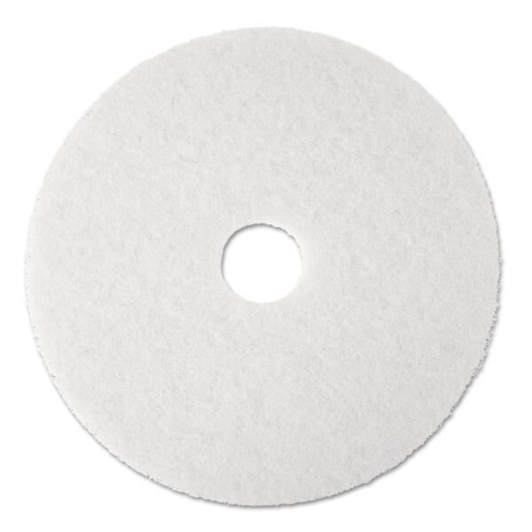 3M Low-Speed Super Polishing Floor Pads 4100, 19" Diameter, White, 5/Carton (08483)