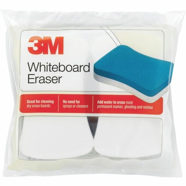 3M Whiteboard Erasers White, Blue - 5" Width x 3" Height - 2 / Pack (581WBE)