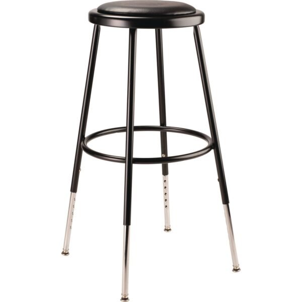 6400 Series Height Adjustable Heavy Duty Vinyl Padded Steel Stool, Supports 500 Lbs, 25" To 33" Seat Height, Black Seat/base
