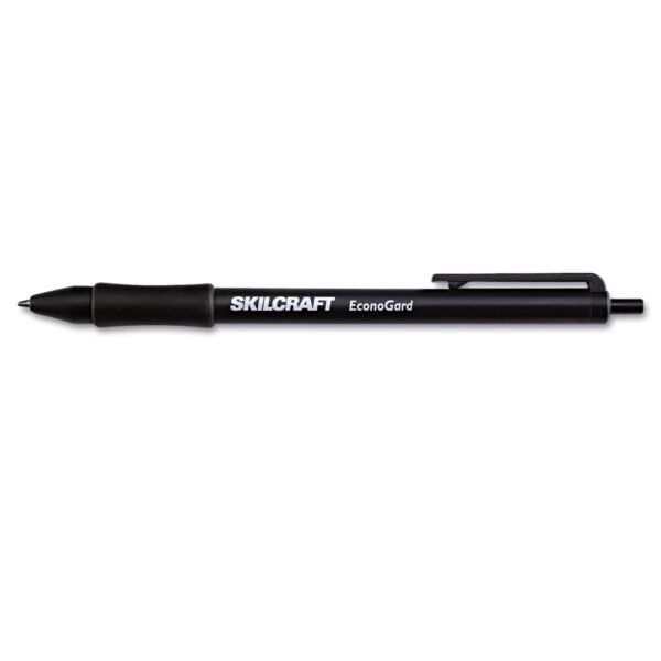 AbilityOne 7520015425943, SKILCRAFT EconoGard Ballpoint Pen, Retractable, Medium 1 mm, Black Ink, Black Barrel, Dozen