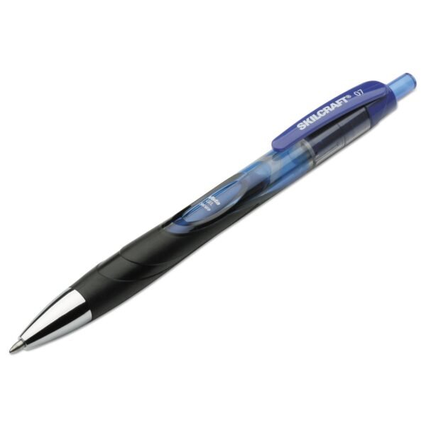AbilityOne 7520015745971, SKILCRAFT VISTA Secure Gel Pen, Retractable, Medium 0.7 mm, Blue Ink, Translucent Blue/Black/Blue Barrel, 3/PK